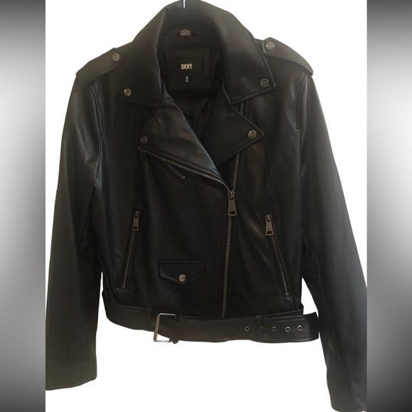 DKNY Super Soft Faux Leather Moto Jacket Size XL - Picture 3 of 5